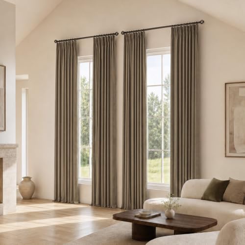 NICETOWN Pinch Pleated Oatmeal Curtains 108 Inches Long 2 Panels