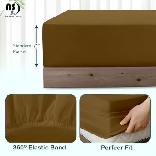 NON Sticky cotton Premium 4 Piece Egyptian Cotton Fitted Twin XL Sheet