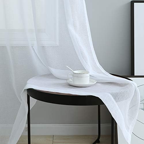 Pitalk White Sheer Curtains 96 Inches Long for Living Room Decor 2