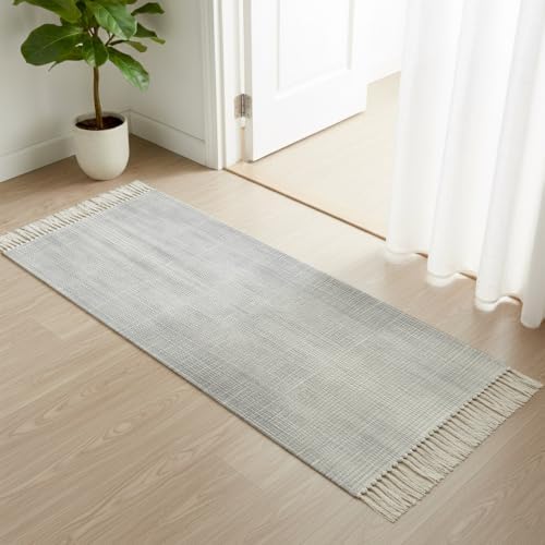 Slate Gray Hallway Runner Rug 2'x5', Vintage Solid Color Modern
