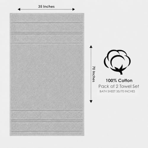 Jumbo 2 Pack Bath Sheets Extra Large 35x70, Large Bath Towels for