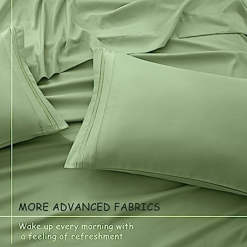 Vonty Full Sage Green 1800 Thread Count Microfiber Sheet Set, 4-Piece