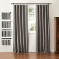 TWOPAGES Gray Linen Cotton Blackout Pleated Curtain, 72Wx108L, 1 Panel