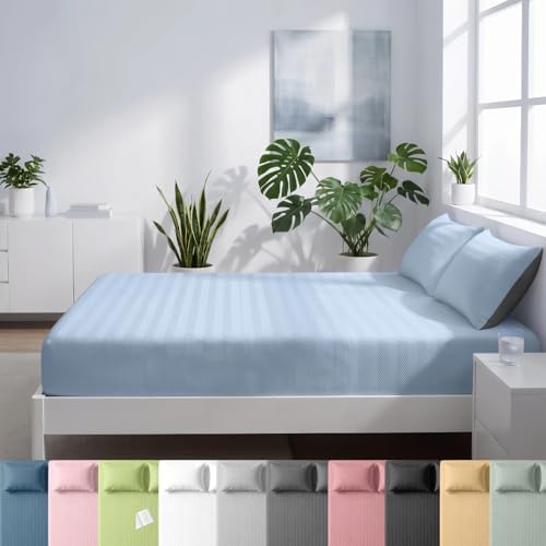 Cooling Bed Sheet Set - Breathable Fitted Sheet & Pillowcase for Hot