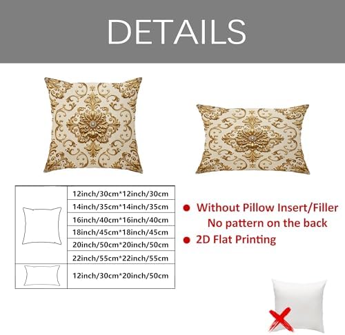 Floral Throw Pillow Covers Set of 2, Elegant Classic Scroll Ornament