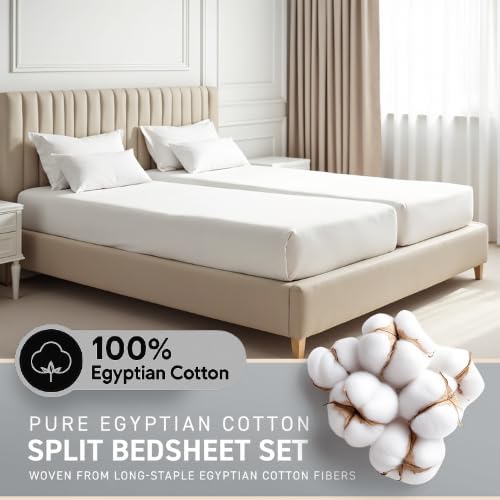100% Egyptian Cotton Split King Sheet Set - 1000 Thread Count 7PC
