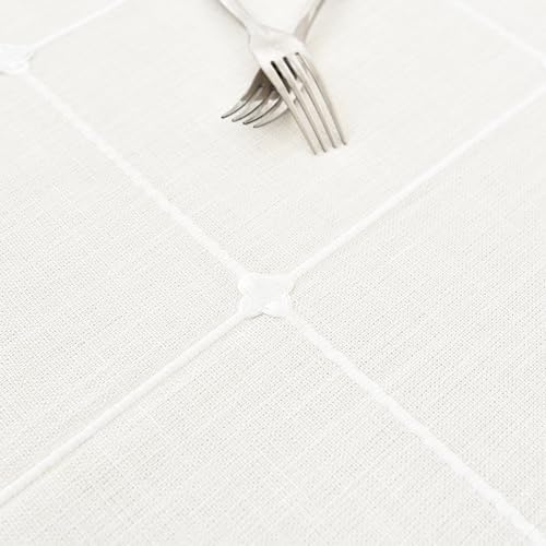 NEWISHER Farmhouse Embroidered Plaid Oval Tablecloth 60 x 102 Inch