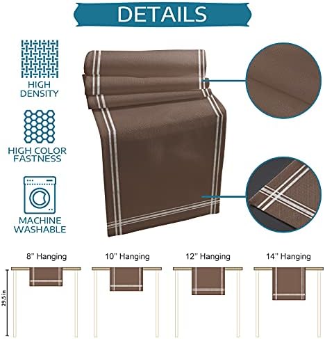 Solid Color Brown 90 Inches Table Runner with 6 Placemats, Table