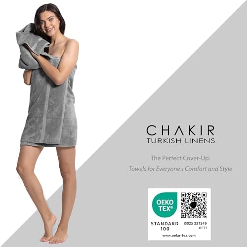 Chakir Turkish Linens 100% Cotton 8-Piece Towel Set, Gray