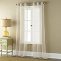 Grand Avenue Taupe Curtain, Grommet Sheer Bedroom Curtains, 2 Panels