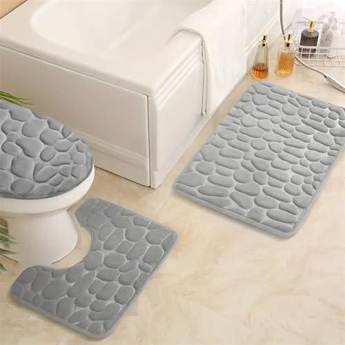Memory Foam Bath Mat Set 3 Pieces Non Slip Absorbent Bathroom Rugs