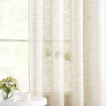 Linen Textured Semi Sheer Curtains 45inch Natural Beige Rustic