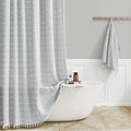 BTTN 60x72 Boho Farmhouse Linen Heavy Duty Shower Curtain Set