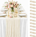 12 Pack Beige Cheesecloth Table Runners, 35 x 120 Inch Boho Gauze