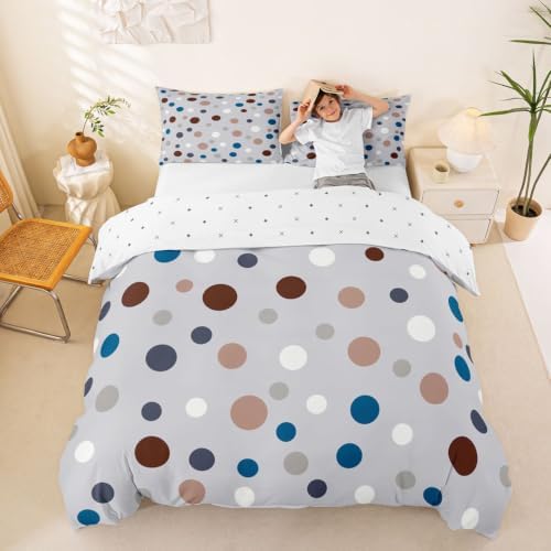 Castle Fairy Polka Dots Kids Duvet Cover Set King Size,Circle Dot