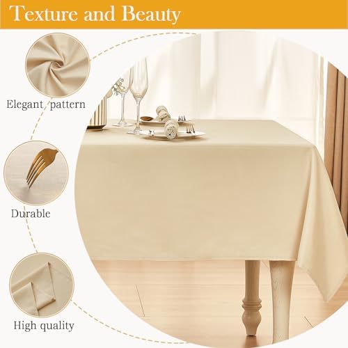 Rectangle Linen Textured Tablecloth Waterproof and Wrinkle Free