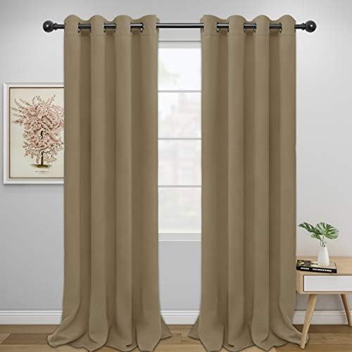 Easy-Going Thermal Grommet Blackout Curtains, 2 Panels 52x96 in, Tan