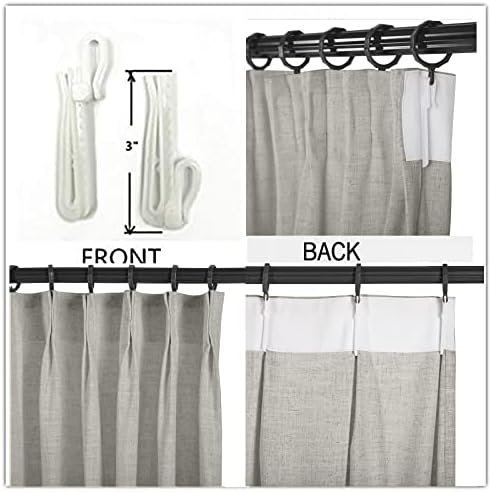 Pinch Pleated Linen Semi Sheer Curtains 108 Inches Long, 1 Panel