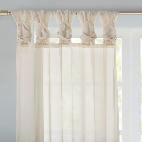 Madison Park DIY Twisted Tab Voile Sheer Curtain, 2-PK 50x84 Ivory