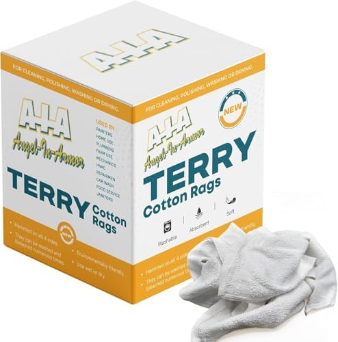 Angel-in-Armor White Terry Cloth Rags (16” x 19”) – 50lb Bulk Box of