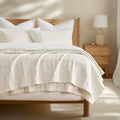 EVERGRACEHOME Stonewashed Cotton Quilt Set, King Size, Ivory White