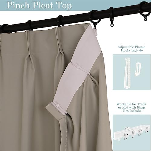 Fcosie 52" W x 72" L Pinch Pleated Drapes for Traverse Rod | Triple