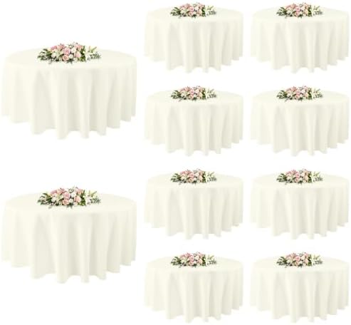 10 Pack Round Table Cloth 90 Inch, Round Tablecloth, Washable