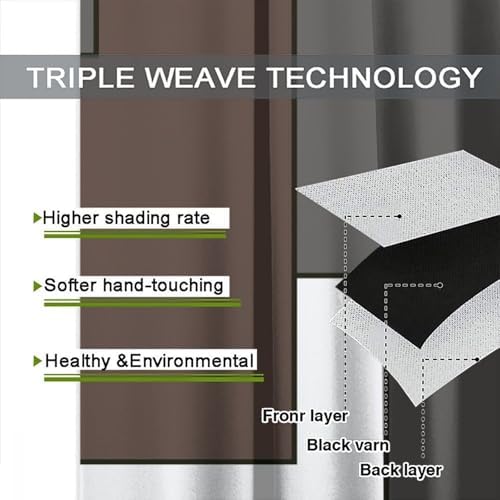 Brown Curtains Modern Black Gray White Blackout Rod Pocket Curtains