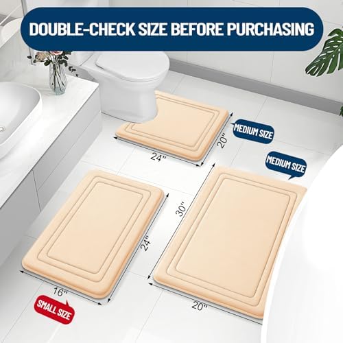 Grandaily Memory Foam Bath Mat Rug 24x16, Ultra Soft, Non-Slip and
