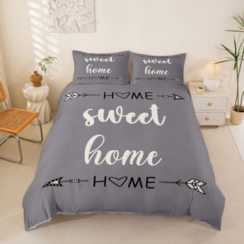 jejeloiu Gray Modern Home Duvet Cover Full Size Boys Girls Boho