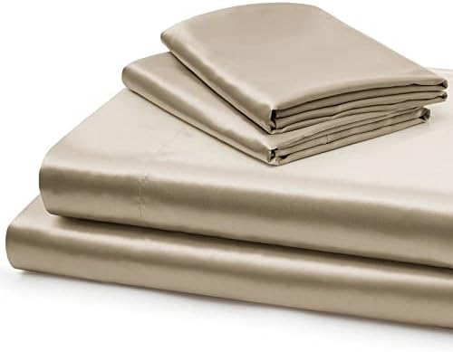 Vonty Taupe Satin Sheets Queen Extra Deep Pocket 18-24In 4PC