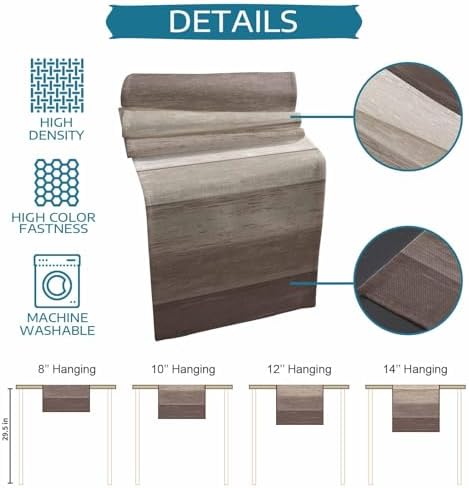 Rustic Table Runner and Placemats Set of 4 Gradient Brown Wood Grain