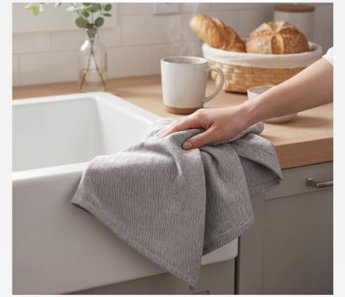 Cotton Herringbone Kitchen Towel, Set of 4 (20" x 26") Brown