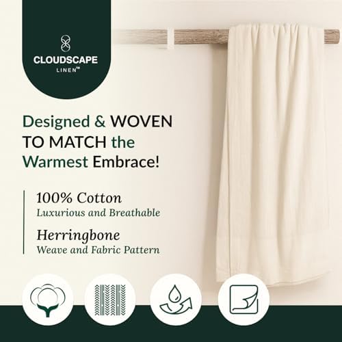CSL Cotton Herringbone Throw Blanket, Cooling Summer Blanket