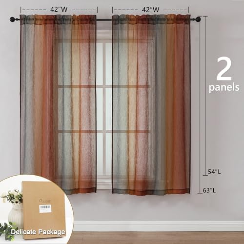 OWENIE Ombre Sheer Curtains for Bedroom Living Room 63 Inches Long 2