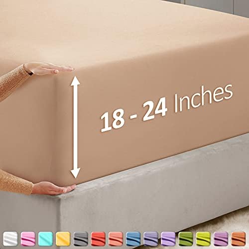 Nestle Taupe California King Fitted Microfiber Bed Sheet, Extra Deep
