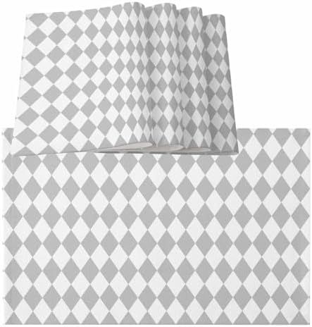 Grey Plaid Placemat Set of 8, Modern Minimalist Geometric Gingham
