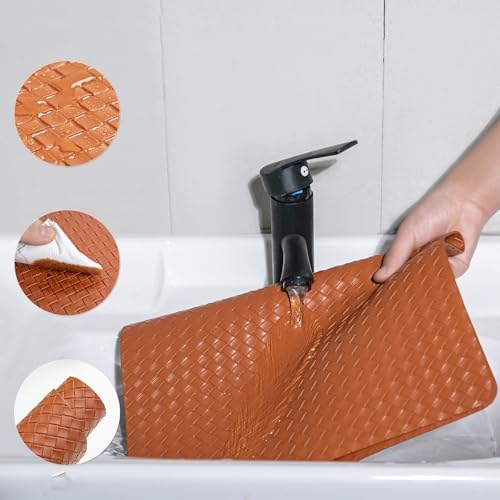 Faux Leather Placemats Set of 4, Double-Sides Woven Washable Dining