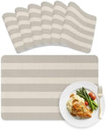 Minimalist Taupe Stripes Leather Placemats Set of 6,12x18