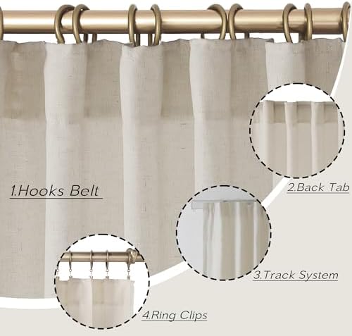 PANELSBURG Farmhouse Beige Sheer Curtains for Living Room 2 Panels