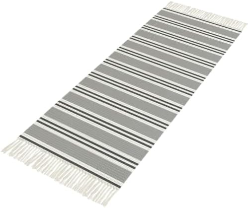 Grey Striped Hallway Runner Rug 2'x5', Modern Farmhouse Vertical