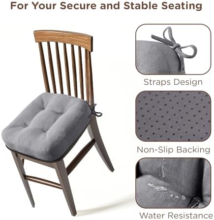 Codi Dining Chair Cushions 2 Pack, Thick Memory Foam Kitchen Seat Pads