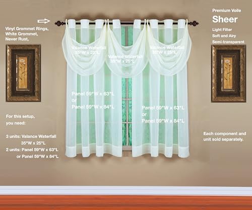 Today's Curtain, Emelia Grommet Sheer Panel 63" Ecru, 59" W x 63" L