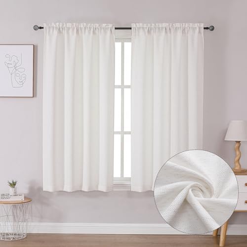 Lecloud Bessie Curtains 54 Inch Length 2 Panels, Light Filtering Faux