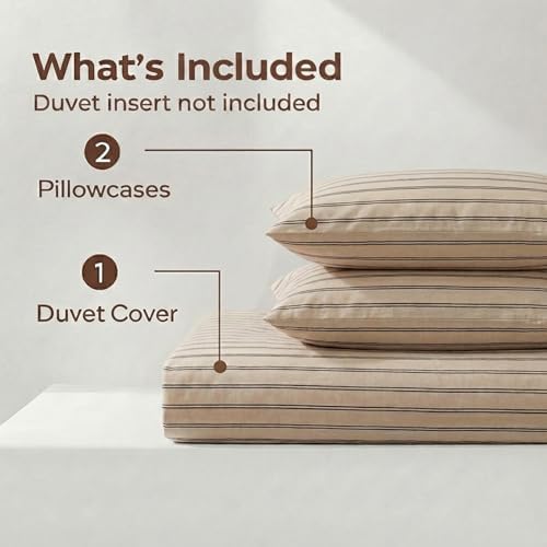Herside King Duvet Cover Set,100% Cotton Double Gauze,Beige Apricot