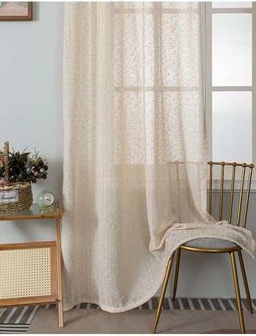 Curtain Voile Bedroom 2 Panels Set,2 x 54W x 108H,Sheer Curtain for