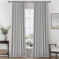 Gray 100% Black Out Linen Curtains 120 Inches Long 2 Panels Set for
