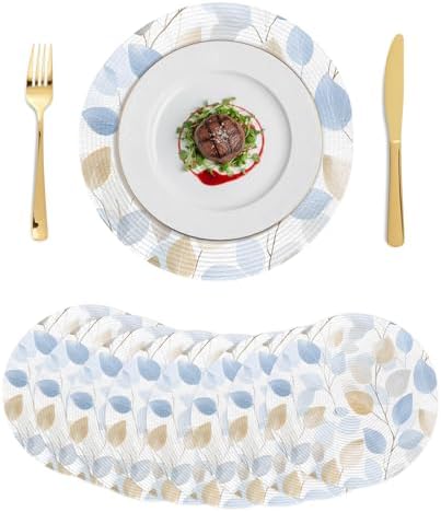 Minimalist Botanical Round Braided Placemats Set of Set of 8 Heat