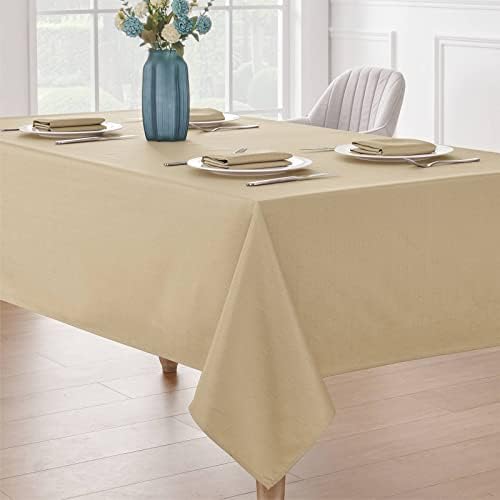 Veblandy Faux Linen Rectangle Tablecloth Waterproof 52x70 inch Table