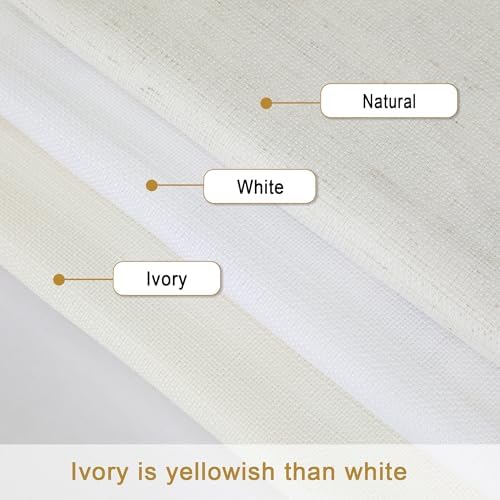 Lecloud Bessie Ivory Curtains 63 Inch Length 2 Panels, Elegant Light